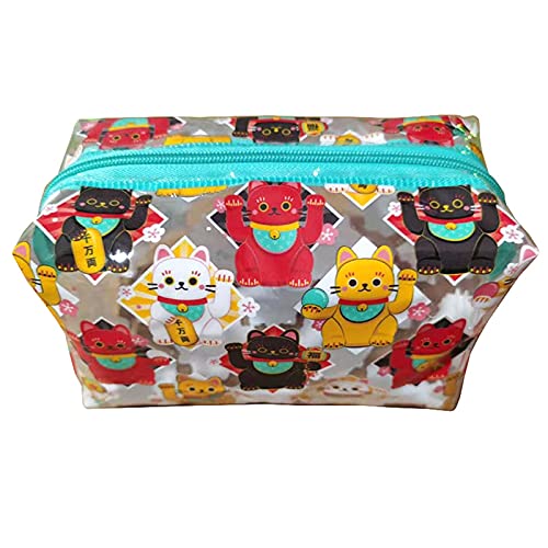 Puckator Maneki Neko Kulturbeutel, Motiv: Glückliche Katze, transparent, PVC, Höhe 11 cm, Breite 18 cm, Tiefe 9 cm, Mehrfarbig, Einheitsgröße, Modern Puckator Maneki Neko Kulturbeutel, Motiv: Glückliche Katze, transparent, PVC, Höhe 11 cm, Breite 18 cm, Tiefe 9 cm, Mehrfarbig, Einheitsgröße, Modern von Puckator