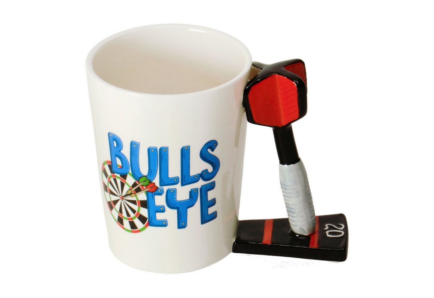 Puckator Tasse Darts - Bullseye Kaffeebecher mit Dartpfeil als Griff von Puckator