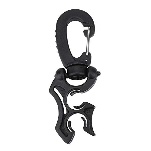 1 Stück Outdoor Tauchen Doppel BCD Niederdruck Schlauch Clip Halter mit Karabinerhaken Schnalle, Tauchausrüstung (Schwarz) von Puepoul