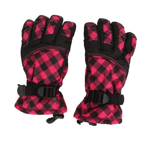 Männer Winter Radfahren Handschuhe Wasserdicht Winddicht Ski Schnee Handschuhe Outdoor Skifahren Motorrad Rose Rot Große Gitter (L XL Size) von Puepoul