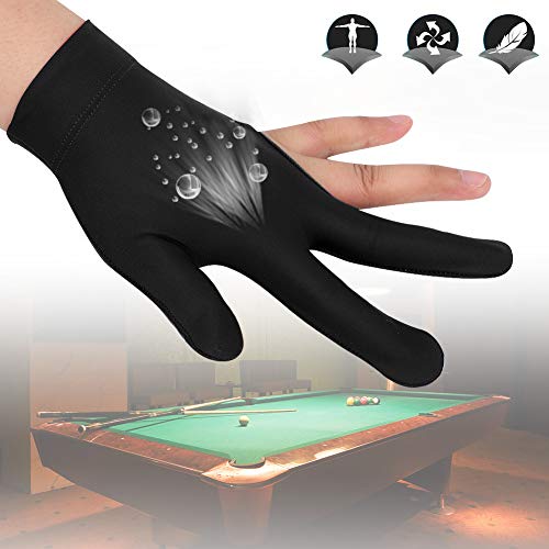 Puepoul Unisex Snooker Billard Queue Handschuh Pool Linke Hand Offene DREI-Finger-Handschuhe, Pool-Handschuh (Black) von Puepoul