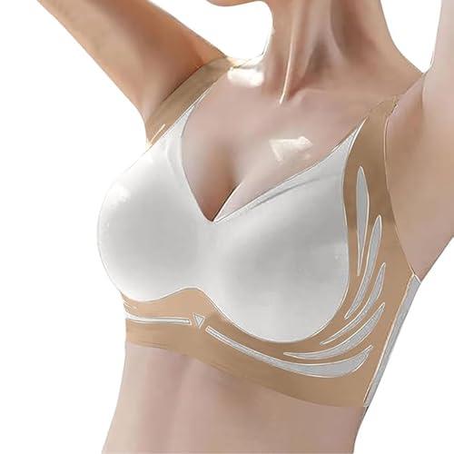 Aerohake Bra, Generallye Bra, Vianys Bra, Super Gather Bra Wireless Push-Up Bra, Lifting Anti-Sagging Wireless Push-Up Bra, No Underwire Full Coverage (White,L) von Pukmqu