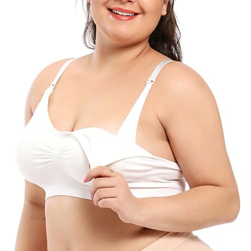 Bravellous Nursing Bra, Womens Sleeping Nursing Bra Wirefree Breastfeeding Maternity, Comfort Natural Shape (White,XL) von Pukmqu