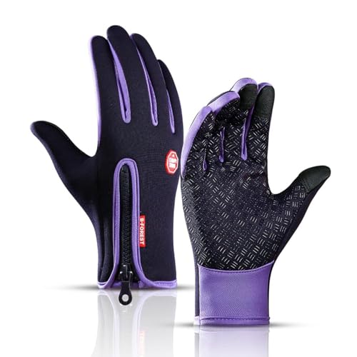 Cozy Season Co Thermal Gloves, Cozyseasonco Thermal Winter Gloves, Dazzlesport Heated Gloves, Outdoor Sports Gloves Short Plus Velvet Windproof Waterproof (Purple,M) von Pukmqu