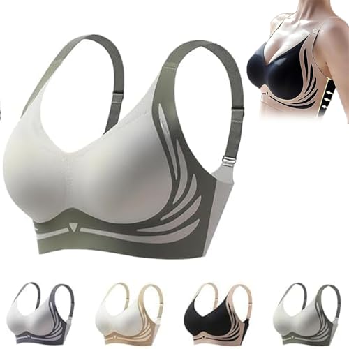 Generale-BH, Wmstylist-BH mit üppiger Passform, bügelloser Push-Up-BH Zekear, bügelloser Push-Up-BH Super Gather Bra (Green,XL) von Pukmqu