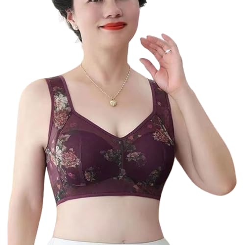 Laacex Cooling Bra, Nacyhist Ice Silk Lace Cooling Comfort Bra, Lace Buttonless Comfortable Bra, No Steel Ring (Purple,2L) von Pukmqu