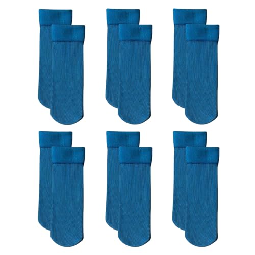 Manlira Thermosocken Damen, Manlira Socken für Damen, Fleececozy – Ultraweiche schmale Thermosocken aus Samt (6Pairs* Blue) von Pukmqu