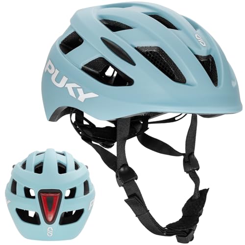 PUKY Helmet M Blau | Optimal für Kopfumfang 54-58 cm | Leicht & Belüftet | Robuster Polycarbonat & EPS-Schaum Schutz | Licht-Modul & 360° Sichtbarkeit | Stylisches Design & Farboptionen von Puky