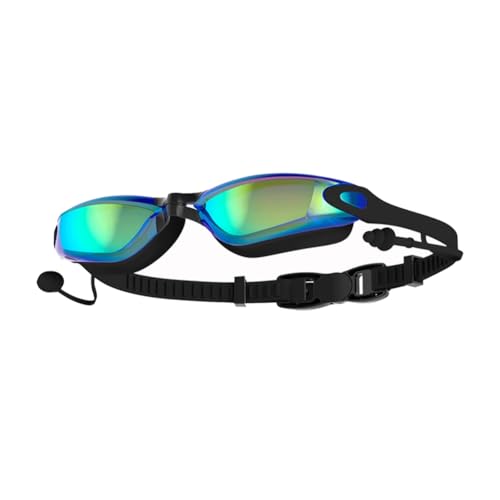 Puleuroy Schwimmbrille mit Ohrstöpsel-Design, Wasserdicht, Beschlagfrei, UV-Beständig, Geeignet für Männer, Frauen und Jugendliche, Schwarz von Puleuroy