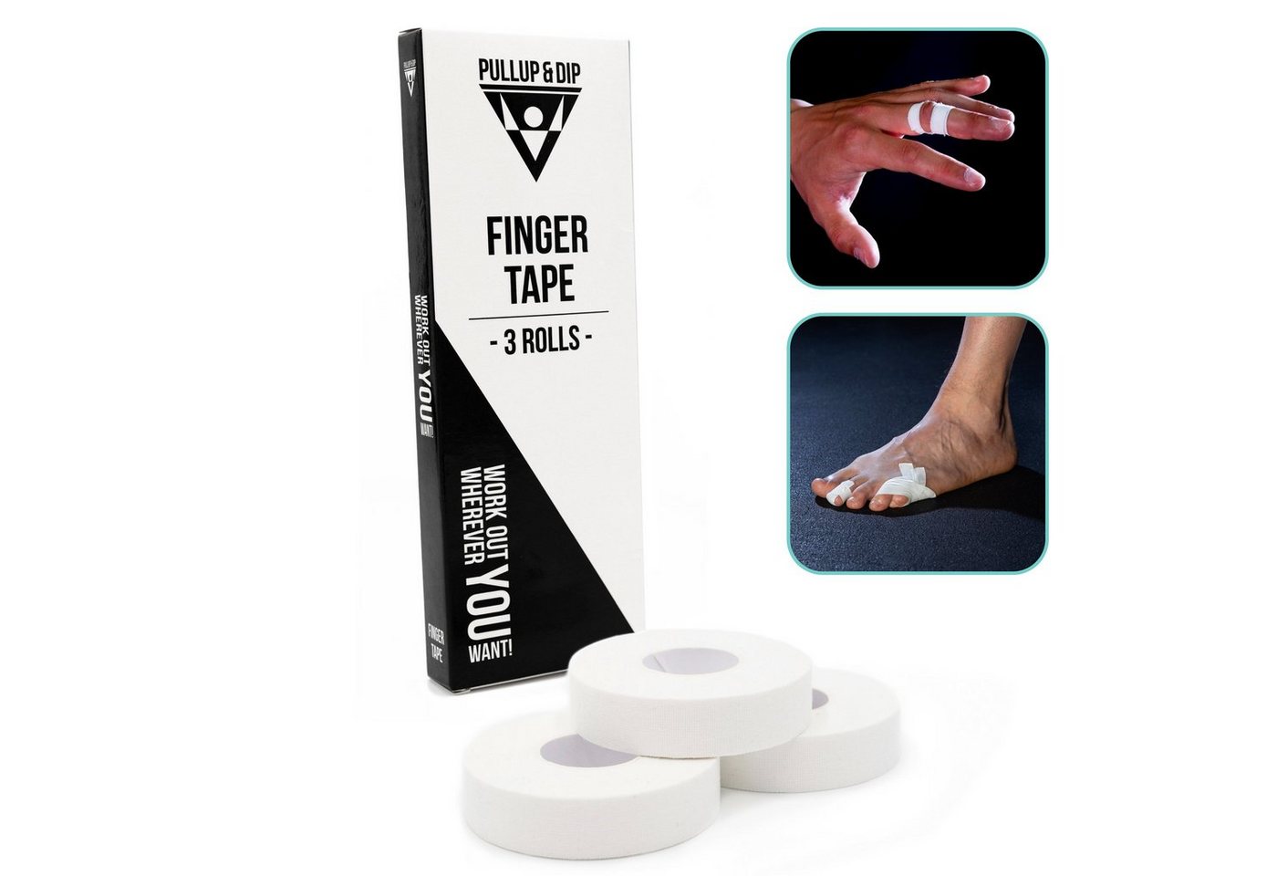 Pullup & Dip Griffband Fingertape mit extra starkem Kleber, 3 Rollen (gesamt 30 m) von Pullup & Dip