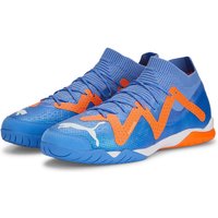 PUMA Future Ultimate Court Hallen-Fußballschuhe 01 - blue glimmer/puma white/ultra orange 46 von Puma