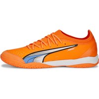 PUMA Ultra Ultimate Court Hallen-Fußballschuhe 01 - ultra orange/puma white/blue glimmer 42 von Puma