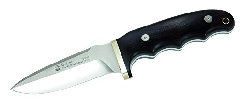Puma Knives Jagdmesser Saubart, Griff aus schwarzem Holz rebajes Neusilberknebel, Stahlkabel-Leder von PUMA