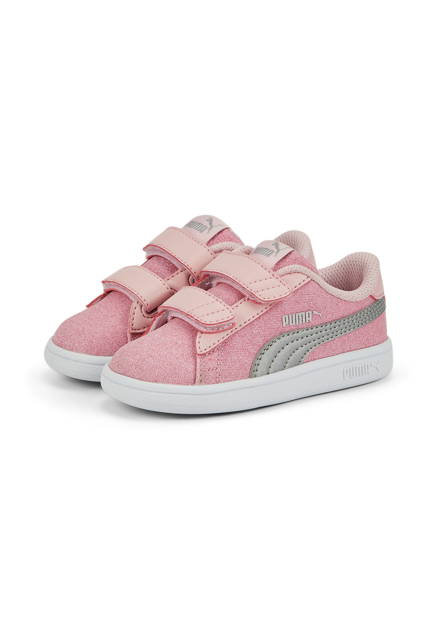 Puma Smash v2 Glitz Glam V Inf Glitzer Junior Mädchen Schuh Klett rosa 367380 von Puma