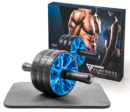 Pump Bros Premium Bauchroller mit Kniematte | Bauchtrainer Roller | Bauchmuskeltrainer | Abdominal Trainer | Ab Roller | Sixpack Trainer | Ab Wheel | Bauch Trainingsgerät | Bauchmuskeltraining von Pump Bros