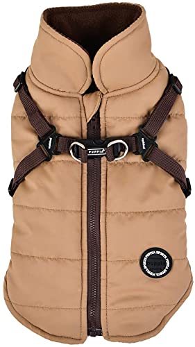 Puppia Hochwertiger Hundemantel für kleine Hunde und mittelgroße Hunde - wasserdicht und mit Fleece gefüttert für angenehme Wärme - Hundemantel mit Geschirr, Beige, S Puppia Hochwertiger Hundemantel für kleine Hunde und mittelgroße Hunde - wasserdicht und mit Fleece gefüttert für angenehme Wärme - Hundemantel mit Geschirr, Beige, S von Puppia