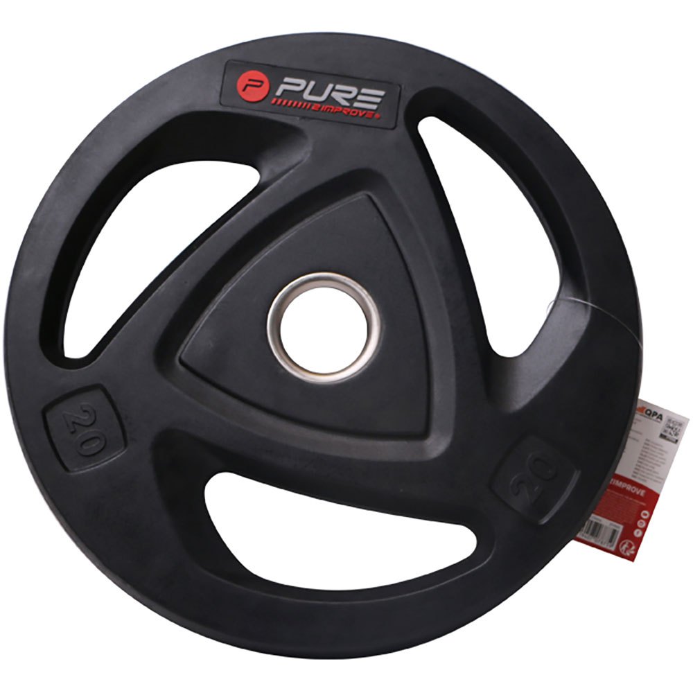 Pure2improve Rubber Coated 20kg Plate Schwarz 20 kg von Pure2improve