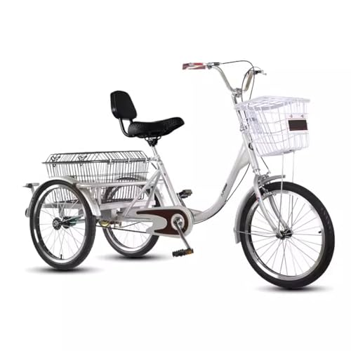 19 Zoll Dreirad Fahrrad for Erwachsene Dreirad mit Rahmen aus Kohlenstoffstahl Cruise Trike mit großem Einkaufskorb Dreirad for Erwachsene Dreiradfahrräder for Senioren Frauen Männer Radfahren von PurezmMoto