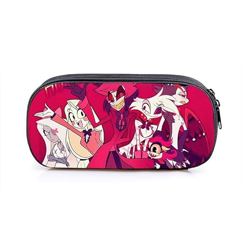 Hazbin Hotel Anime Federmäppchen, 20 cm, Jungen, Spiele, Thema, große Kapazität, tragbare Federmäppchen, Aufbewahrungstasche für Teenager, Schule, Bürobedarf, Reißverschluss, Stiftebox für Schule, von Puruuige