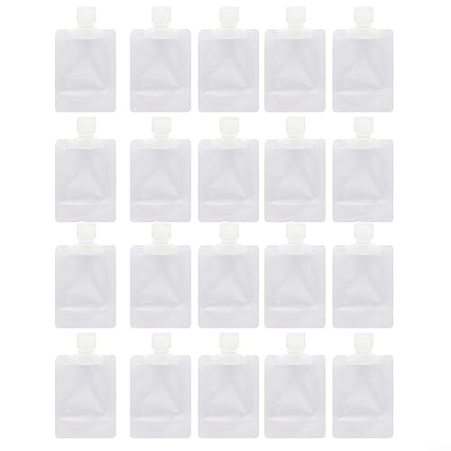 20 Stück tragbare Reise-Flüssigkeits-Make-up-Verpackungsbeutel, transparent, PET, nachfüllbar, wiederverwendbar, auslaufsicher, Kunststoff-Flüssigkeitsspenderbeutel für Toilettenartikel, von Puupaa