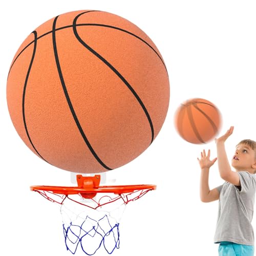 Leiser Basketball Größe 7 – Leiser Indoor-Trainingsball Mit Korb | Hochbelastbarer, Leiser Indoor-Basketball | Griffiger, Leiser Basketball | Schaumstoff-Basketball Für Verschiedene Indoor-Aktivitäten von Puwaiio