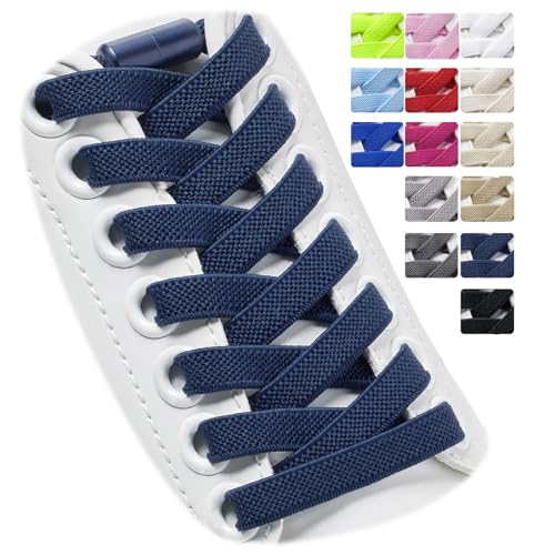 Puzeam 2 Paar Elastische Schnürsenkel, flach, mit Metallkapsel - Schuhbänder ohne binden für Kinder Erwachsene Schuhe, GummiSchürsenkel Marineblau 120 Puzeam 2 Paar Elastische Schnürsenkel, flach, mit Metallkapsel - Schuhbänder ohne binden für Kinder Erwachsene Schuhe, GummiSchürsenkel Marineblau 120 von Puzeam
