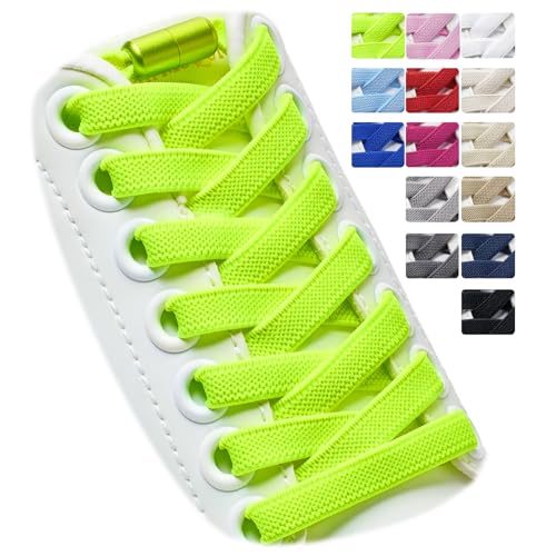 Puzeam 2 Paar Elastische Schnürsenkel, flach, mit Metallkapsel - Schuhbänder ohne binden für Kinder Erwachsene Schuhe, GummiSchürsenkel Neongrün 120 Puzeam 2 Paar Elastische Schnürsenkel, flach, mit Metallkapsel - Schuhbänder ohne binden für Kinder Erwachsene Schuhe, GummiSchürsenkel Neongrün 120 von Puzeam