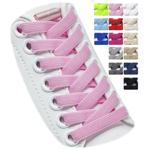 Puzeam 2 Paar Elastische Schnürsenkel, flach, mit Metallkapsel - Schuhbänder ohne binden für Kinder Erwachsene Schuhe, GummiSchürsenkel Rosa 120 Puzeam 2 Paar Elastische Schnürsenkel, flach, mit Metallkapsel - Schuhbänder ohne binden für Kinder Erwachsene Schuhe, GummiSchürsenkel Rosa 120 von Puzeam