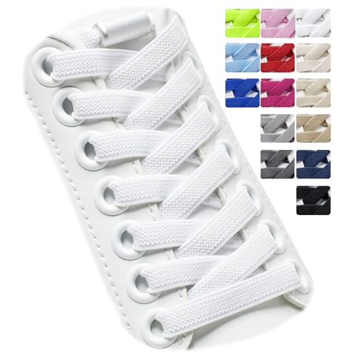 Puzeam 2 Paar Elastische Schnürsenkel, flach, mit Metallkapsel - Schuhbänder ohne binden für Kinder Erwachsene Schuhe, GummiSchürsenkel Weiß 120 Puzeam 2 Paar Elastische Schnürsenkel, flach, mit Metallkapsel - Schuhbänder ohne binden für Kinder Erwachsene Schuhe, GummiSchürsenkel Weiß 120 von Puzeam