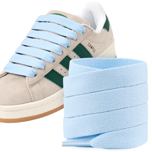 Puzeam 2 Paar Flache Schnürsenkel, 15 mm Breit, Ersatz, Reißfest Schuhbänder für Sneaker und Turnschuhe, Sportschuhe Hellblau 100 Puzeam 2 Paar Flache Schnürsenkel, 15 mm Breit, Ersatz, Reißfest Schuhbänder für Sneaker und Turnschuhe, Sportschuhe Hellblau 100 von Puzeam