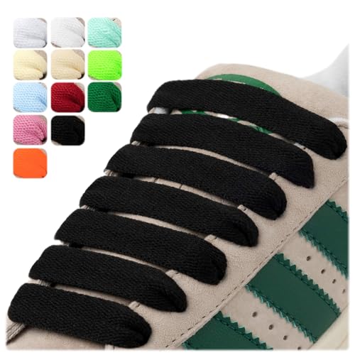 Puzeam 2 Paar Flache Schnürsenkel, 15 mm Breit, Ersatz, Reißfest Schuhbänder für Sneaker und Turnschuhe, Sportschuhe Schwarz 100 Puzeam 2 Paar Flache Schnürsenkel, 15 mm Breit, Ersatz, Reißfest Schuhbänder für Sneaker und Turnschuhe, Sportschuhe Schwarz 100 von Puzeam