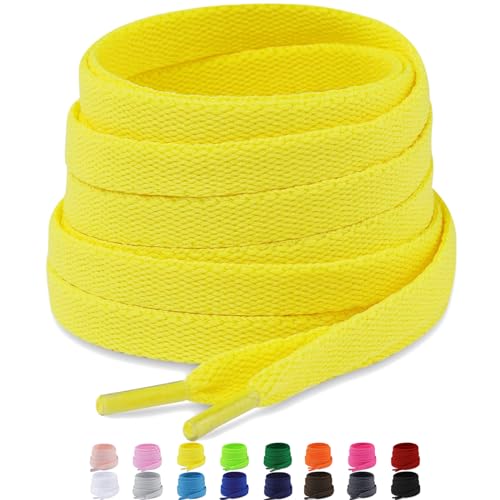 Puzeam 2 Paar Premium Schnürsenkel flach reißfest Schuhbänder 8 mm breit Ersatz Schnürsenkel für Sneakers, Turnschuhe, Sportschuhe - Gelb 100 Puzeam 2 Paar Premium Schnürsenkel flach reißfest Schuhbänder 8 mm breit Ersatz Schnürsenkel für Sneakers, Turnschuhe, Sportschuhe - Gelb 100 von Puzeam