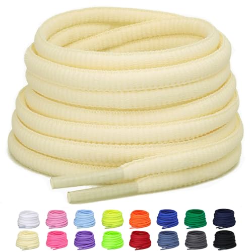 Puzeam 2 Paar halb runde Schnürsenkel, 6mm ovale Athletische Schnürsenkel für Sneaker, Laufschuhe, Sportschuhe - Schuhbänder 16 Farben - Cremefarben 160 Puzeam 2 Paar halb runde Schnürsenkel, 6mm ovale Athletische Schnürsenkel für Sneaker, Laufschuhe, Sportschuhe - Schuhbänder 16 Farben - Cremefarben 160 von Puzeam