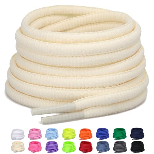 Puzeam 2 Paar halb runde Schnürsenkel, 6mm ovale Athletische Schnürsenkel für Sneaker, Laufschuhe, Sportschuhe - Schuhbänder 16 Farben - Cremefarben 80 Puzeam 2 Paar halb runde Schnürsenkel, 6mm ovale Athletische Schnürsenkel für Sneaker, Laufschuhe, Sportschuhe - Schuhbänder 16 Farben - Cremefarben 80 von Puzeam