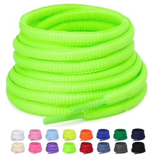 Puzeam 2 Paar halb runde Schnürsenkel, 6mm ovale Athletische Schnürsenkel für Sneaker, Laufschuhe, Sportschuhe - Schuhbänder 16 Farben - Neongrün 80 Puzeam 2 Paar halb runde Schnürsenkel, 6mm ovale Athletische Schnürsenkel für Sneaker, Laufschuhe, Sportschuhe - Schuhbänder 16 Farben - Neongrün 80 von Puzeam
