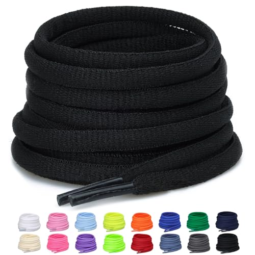 Puzeam 2 Paar halb runde Schnürsenkel, 6mm ovale Athletische Schnürsenkel für Sneaker, Laufschuhe, Sportschuhe - Schuhbänder 16 Farben - Schwarz 80 Puzeam 2 Paar halb runde Schnürsenkel, 6mm ovale Athletische Schnürsenkel für Sneaker, Laufschuhe, Sportschuhe - Schuhbänder 16 Farben - Schwarz 80 von Puzeam