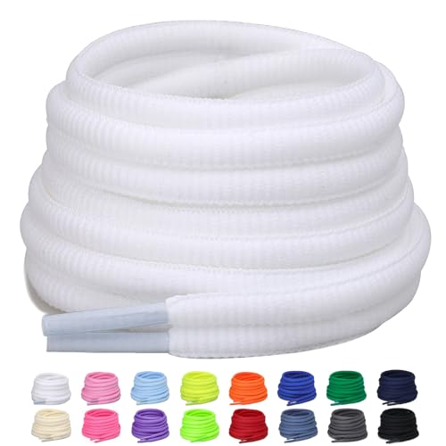 Puzeam 2 Paar halb runde Schnürsenkel, 6mm ovale Athletische Schnürsenkel für Sneaker, Laufschuhe, Sportschuhe - Schuhbänder 16 Farben - Weiß 80 Puzeam 2 Paar halb runde Schnürsenkel, 6mm ovale Athletische Schnürsenkel für Sneaker, Laufschuhe, Sportschuhe - Schuhbänder 16 Farben - Weiß 80 von Puzeam