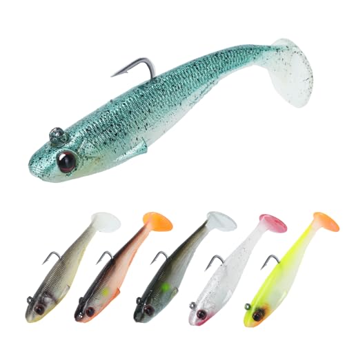 6Pcs Gummifische Angelköder Kunstköder Gummiköder, Kunstköder Fische Angeln Forelle Zander Barsch Köder Jigköpfe Weicher Angelköder Einzelhakenköder Kunstköder Schwimmköder für Salzwasser Süßwasser 6Pcs Gummifische Angelköder Kunstköder Gummiköder, Kunstköder Fische Angeln Forelle Zander Barsch Köder Jigköpfe Weicher Angelköder Einzelhakenköder Kunstköder Schwimmköder für Salzwasser Süßwasser von Pwsap