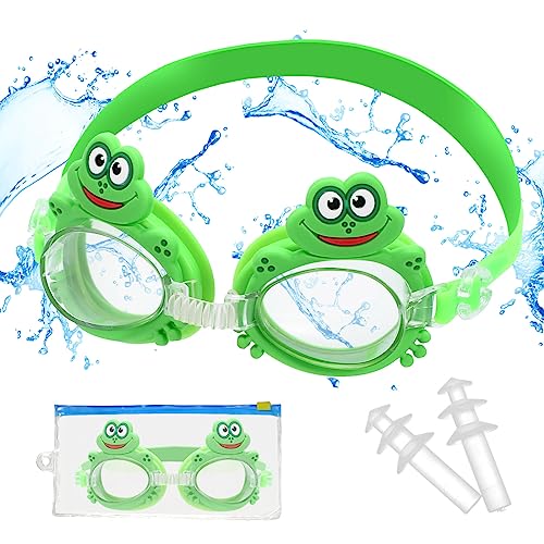 Schwimmbrille für Kinder, Frosch Schwimmbrille für Kleinkinder Jugendliche 4-14, Anti-Fog Schwimmbrille mit Ohrstöpsel, Wasser Pool Brille, Breiten Gläsern, UV-Schutz, Auslaufsicher, Klare Sicht Schwimmbrille für Kinder, Frosch Schwimmbrille für Kleinkinder Jugendliche 4-14, Anti-Fog Schwimmbrille mit Ohrstöpsel, Wasser Pool Brille, Breiten Gläsern, UV-Schutz, Auslaufsicher, Klare Sicht von Pwsap