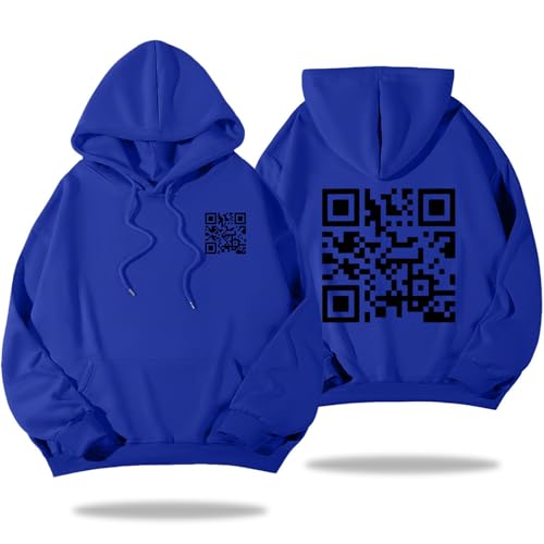 Funny Fu Qr Code Hoodie, Fu Qr Code Sweatshirt, Qr Scan Code Joke Funny Hoodie Unisex (Blue1,XXL) von Pwzoax