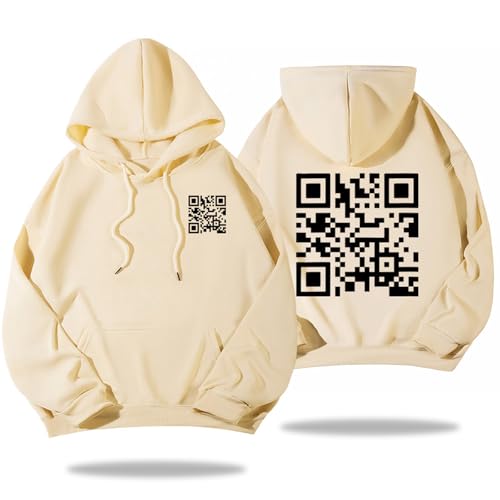 Funny Fu Qr Code Hoodie, Fu Qr Code Sweatshirt, Qr Scan Code Joke Funny Hoodie Unisex (Khaki1,S) von Pwzoax