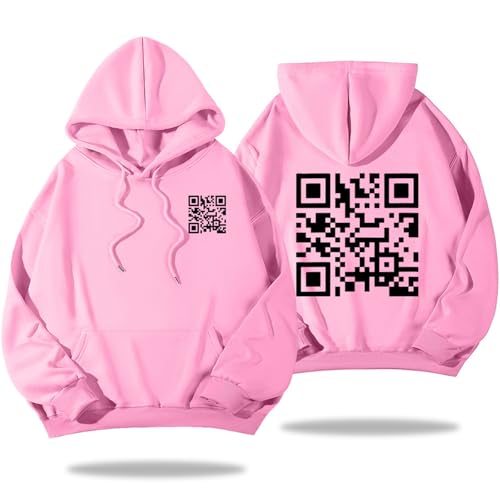 Funny Fu Qr Code Hoodie, Fu Qr Code Sweatshirt, Qr Scan Code Joke Funny Hoodie Unisex (Pink1,XS) von Pwzoax