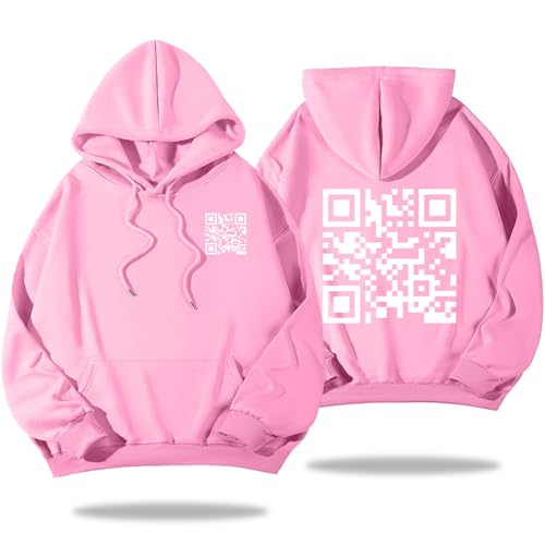 Funny Fu Qr Code Hoodie, Fu Qr Code Sweatshirt, Qr Scan Code Joke Funny Hoodie Unisex (Pink2,L) von Pwzoax