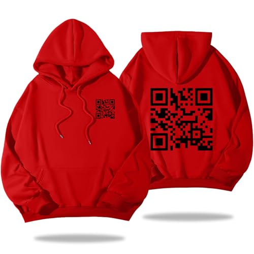 Funny Fu Qr Code Hoodie, Fu Qr Code Sweatshirt, Qr Scan Code Joke Funny Hoodie Unisex (Red1,5XL) von Pwzoax