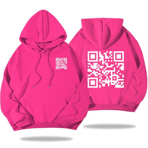 Funny Fu Qr Code Hoodie, Fu Qr Code Sweatshirt, Qr Scan Code Joke Funny Hoodie Unisex (Rose Red2,5XL) von Pwzoax