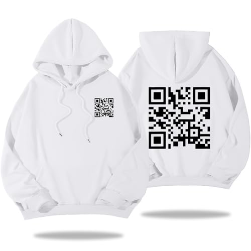 Funny Fu Qr Code Hoodie, Fu Qr Code Sweatshirt, Qr Scan Code Joke Funny Hoodie Unisex (White1,4XL) von Pwzoax