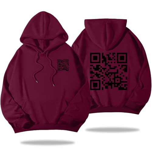 Funny Fu Qr Code Hoodie, Fu Qr Code Sweatshirt, Qr Scan Code Joke Funny Hoodie Unisex (Wine Red1,L) von Pwzoax