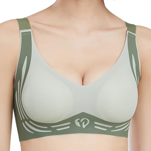 Zekear Wireless Push-Up Bra, Zekear Wireless Bra, Lifting Anti-Sagging Wireless Push-up Bra for Women (Green,XL) von Pwzoax