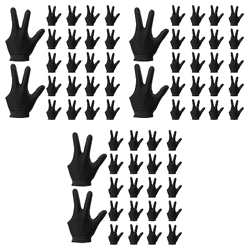 Pyatofly Billard-Handschuhe, 3-Finger-Queue, Pool-Handschuhe, Sporthandschuhe für Damen und Herren, links und schwarz, 66 Stück von Pyatofly