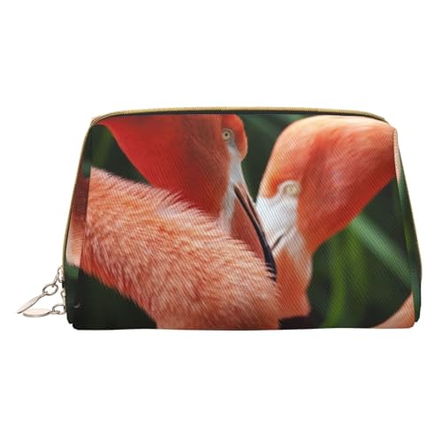 PYCAHENK Tragbare Kosmetiktasche mit Beagle-Hunde-Motiv, aus Leder, Reisetasche, Kulturbeutel, Clutch-Tasche, Flamingo, Einheitsgröße von Pycahenk